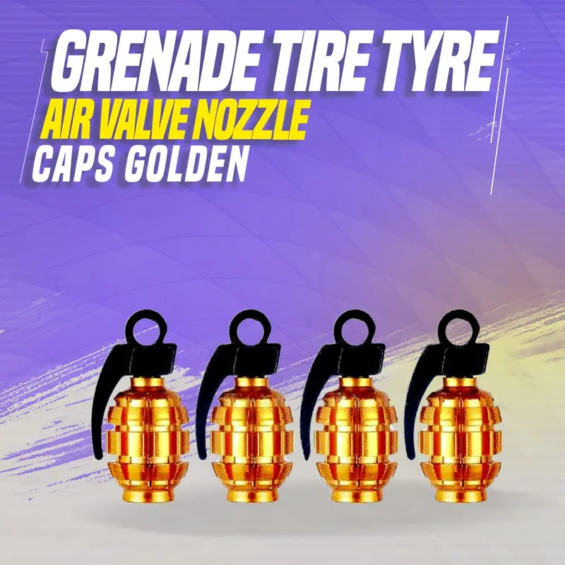 Grenade Tire Tyre Air Valve Nozzle Caps Golden 1