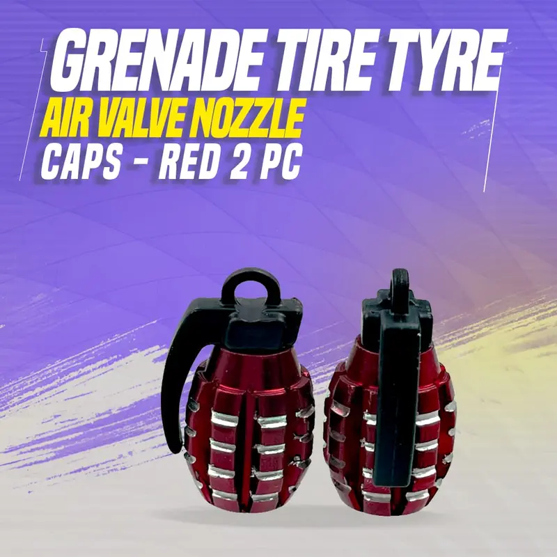 Grenade Tire Tyre Air Valve Nozzle Caps - Golden - 2 Pcs High Quality Aluminum Tyre Valve Caps 1