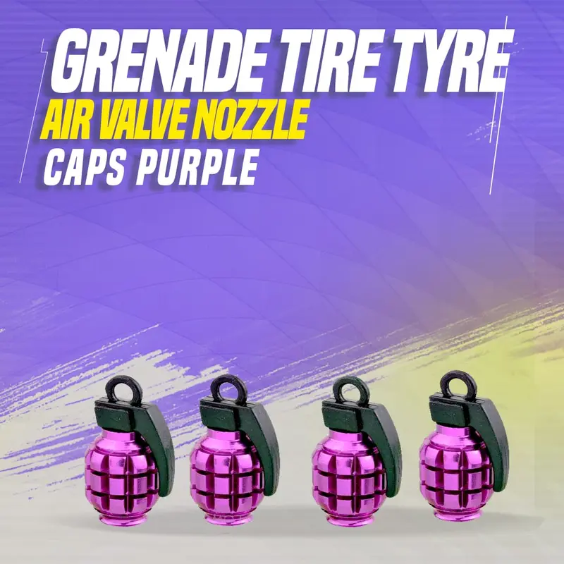 Grenade Tire Tyre Air Valve Nozzle Caps Purple 1