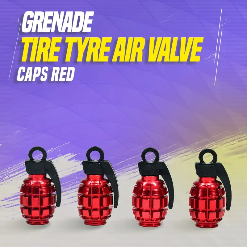 Grenade Tire Tyre Air Valve Nozzle Caps Red - High Quality Aluminum Tyre Valve Caps 1
