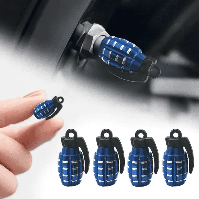 Grenade Tyre Air Valve Nozzle Caps - Pair 1