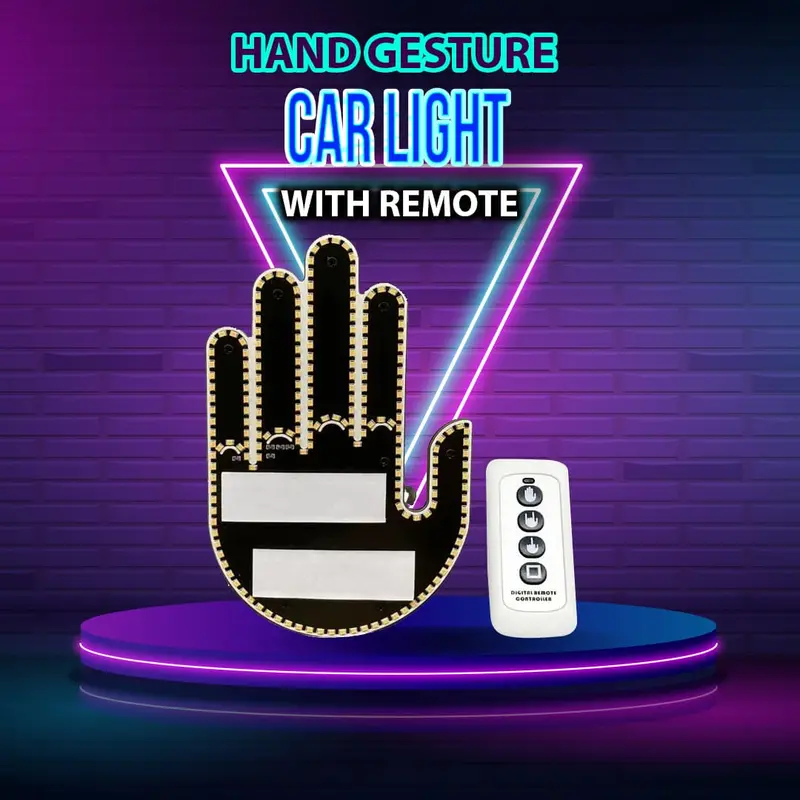 Hand Gesture Car Light With Remote - Only Single Color Option Orange 1