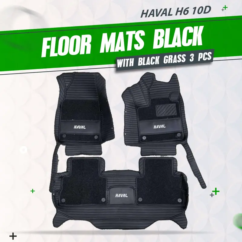 Haval H6 10D Lining Floor Mats  Black With Black Grass 3 Pcs 2021 - 2024 - - Mix Thread 1