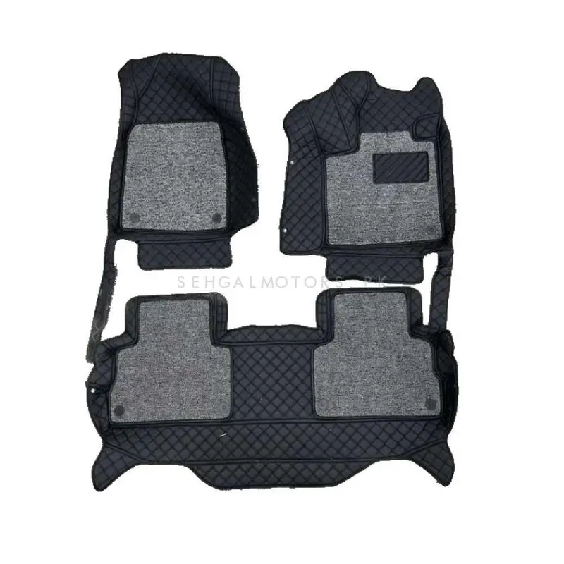 Haval H6 9D Floor Mats Mix Thread Grass 3 Pcs 2021 - 2024 - Black With Grey 2