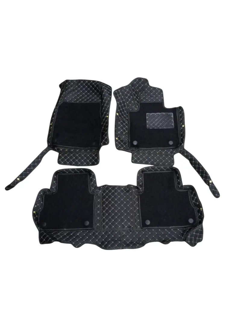 Haval H6 9D Floor Mats With Mix Thread 3 Pcs - Black With Black Grass 2