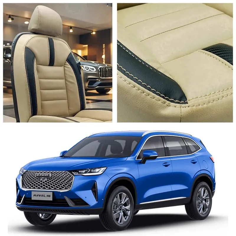 Haval H6 Hockey Design Beige Black Seat Covers 2021 - 2024 1