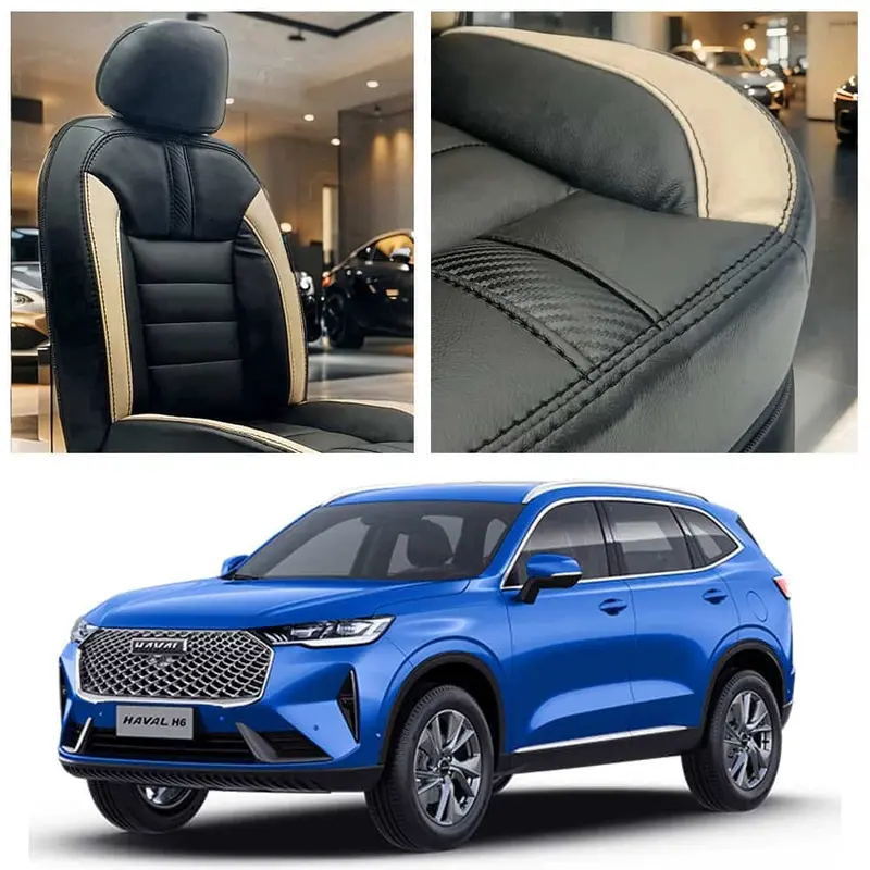 Haval H6 Hockey Design Black Beige Seat Covers 2021 - 2024 1
