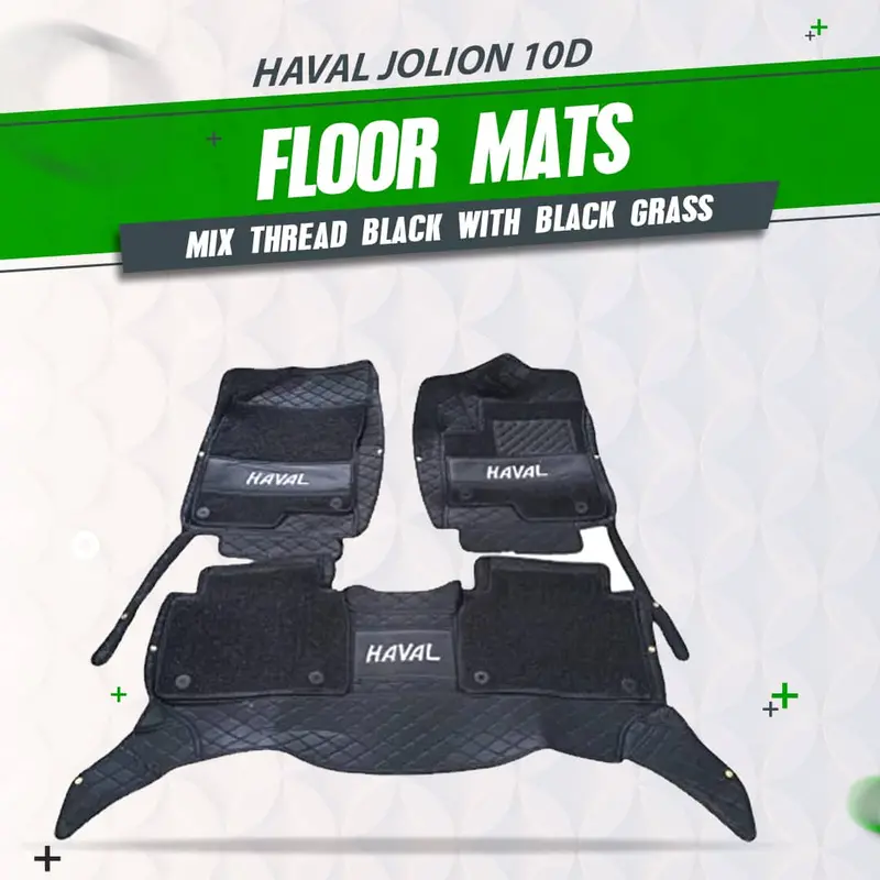 Haval Jolion 10D Floor Mats Black With Black Grass 3Pcs 2019 - 2025 - Mix Thread 1