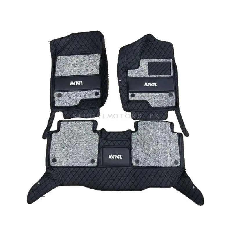 Haval Jolion 10D Floor Mats Black With Grey Grass 2021 - 2025 - Mix Thread 3 Pcs 2