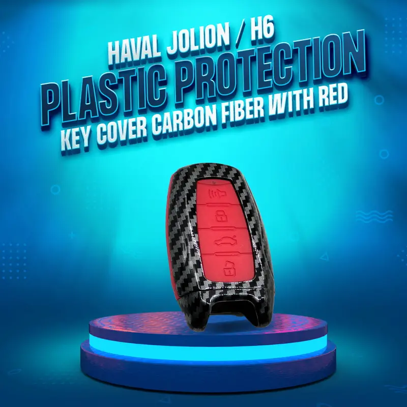 Haval Jolion / H6 Plastic Key Cover Pvc 4 Buttons 2021 - 2025 - - Carbon Fiber With Red 1