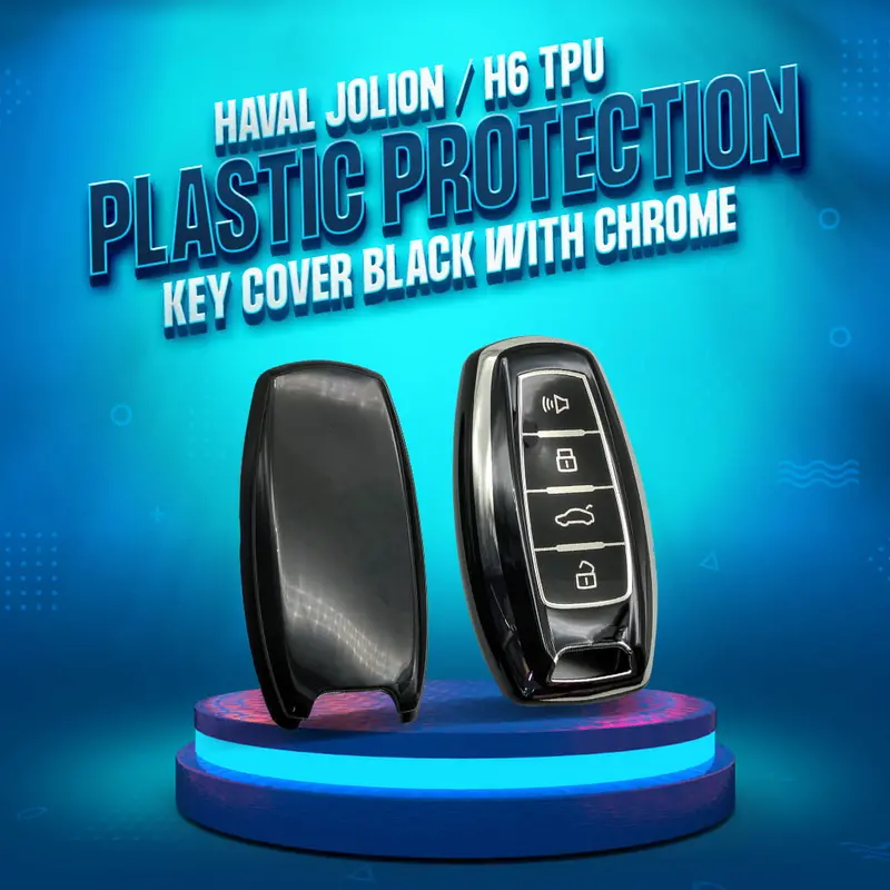 Haval Jolion / H6 Tpu Plastic Protection Key Cover 4 Buttons 2021 - 2025 - Black With Chrome 1