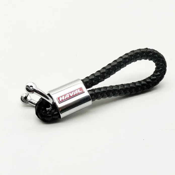 Haval Logo Black Premium Braided Leather Keychain Keyring 2