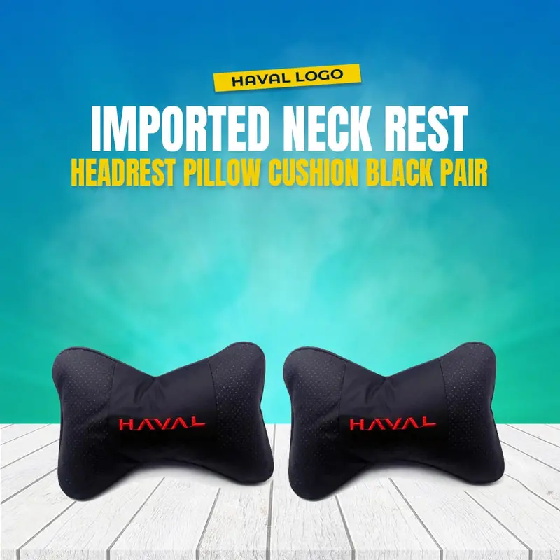 Haval Logo Imported Neck Rest Headrest Pillow Cushion Black Pair 1