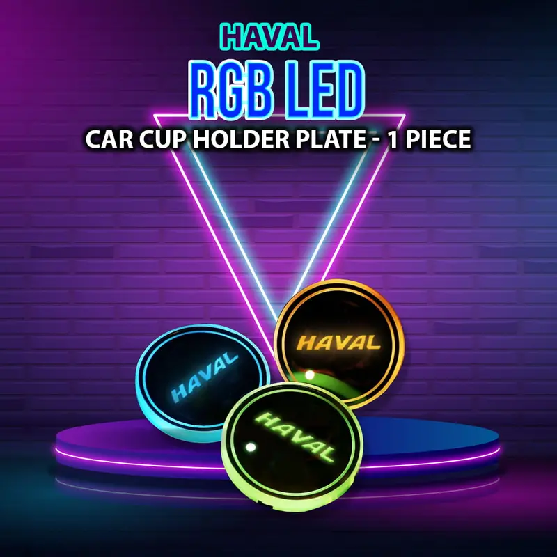 Haval Rgb Led Car Cup Holder Plate - 1 Piece - Car Rgb Led Cup Holder Mat Pad 1