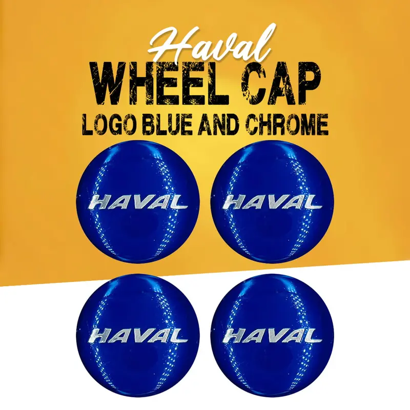 Haval Wheel Cap Logo Blue And Chrome Center Hub Badge Sticker - 4 Pcs 1