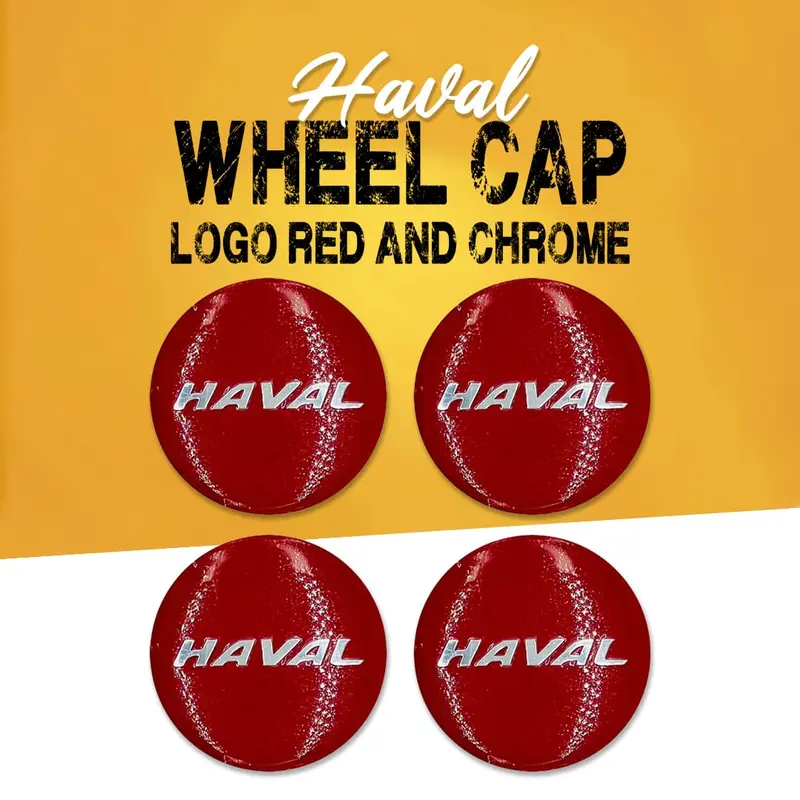 Haval Wheel Cap Logo Red And Chrome Center Hub Badge Sticker - 4 Pcs 1
