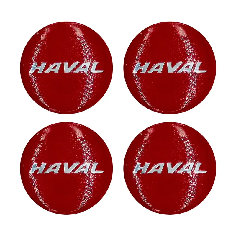 Haval Wheel Cap Logo Red And Chrome Center Hub Badge Sticker - 4 Pcs 2