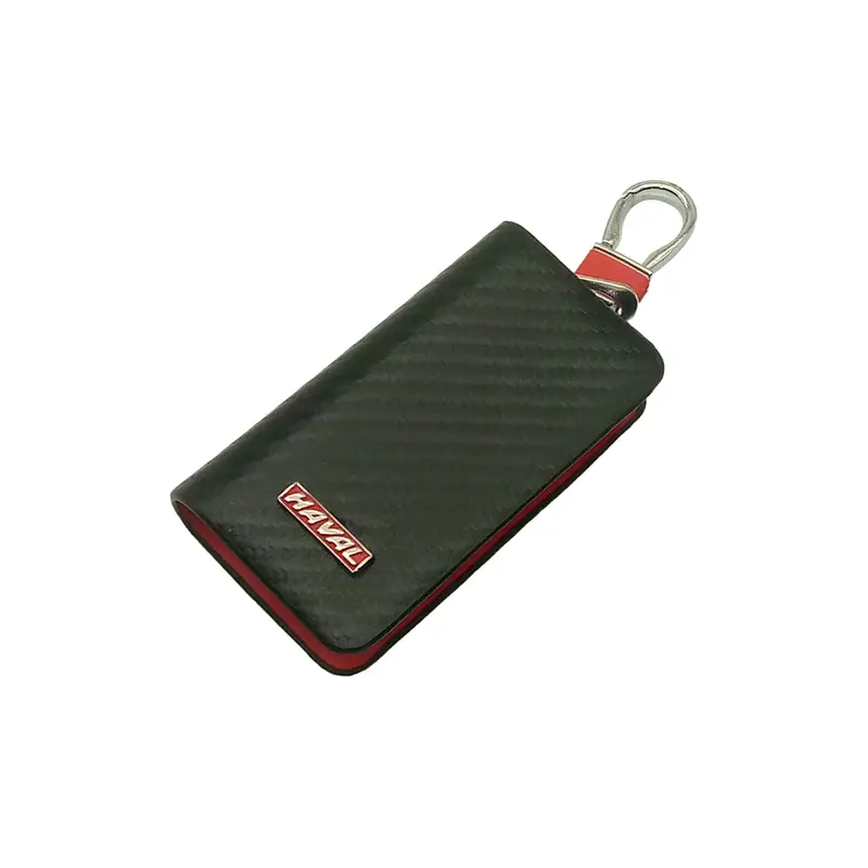 Haval Zipper Key Cover Pouch Carbon Fiber With Keychain Ring 2