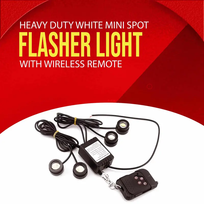 Heavy Duty White Mini Spot Flasher Light With Wireless Remote 1