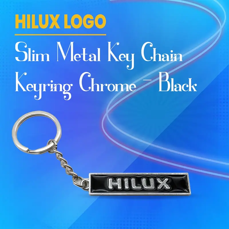 Hilux Logo Slim Metal Keychain Keyring Chrome - Black 1