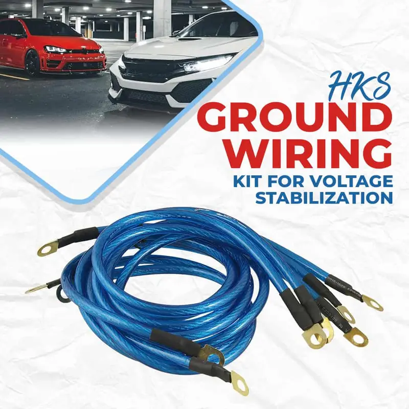 Hks Ground Wiring Kit For Voltage Stabilization And Uniform Current Flow Blue 1