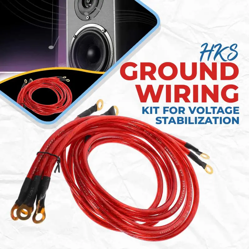 Hks Ground Wiring Kit For Voltage Stabilization And Uniform Current Flow Red 1