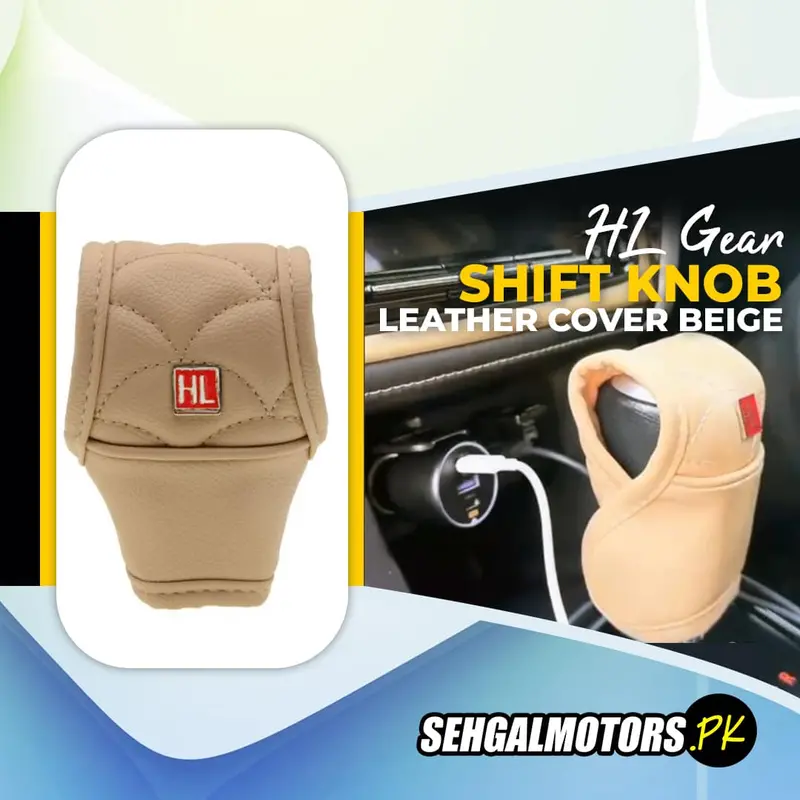 Hl Gear Shift Knob For Auto Leather Cover Beige - Car Gear Shift Knob Protector Cover Pu Leather | Gear Shift Lever Knob 1