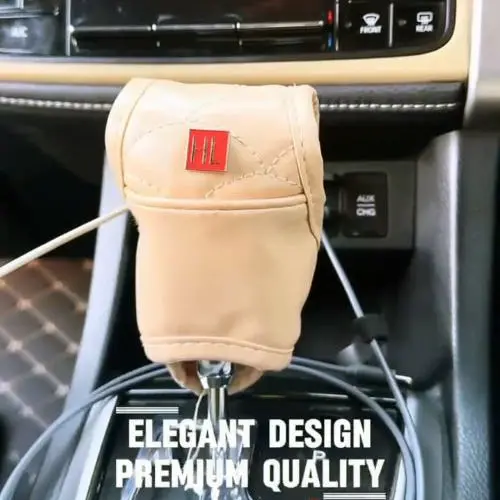 Hl Gear Shift Knob For Auto Leather Cover Beige - Car Gear Shift Knob Protector Cover Pu Leather | Gear Shift Lever Knob 2