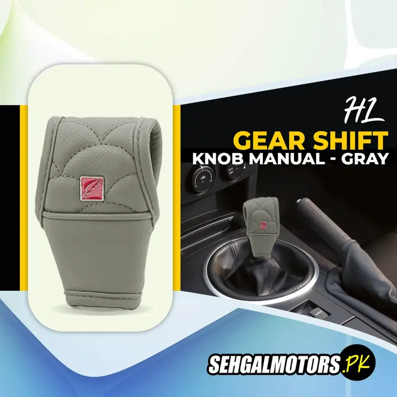 Hl Gear Shift Knob For Auto Leather Cover Gray 1