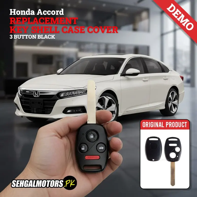 Honda Accord Key Shell Case Cover 3 Button Black - Replacement Casing 1