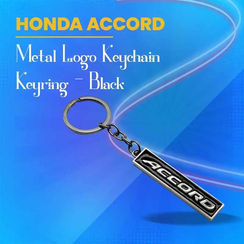 Honda Accord Metal Logo Keychain Keyring - Black 1