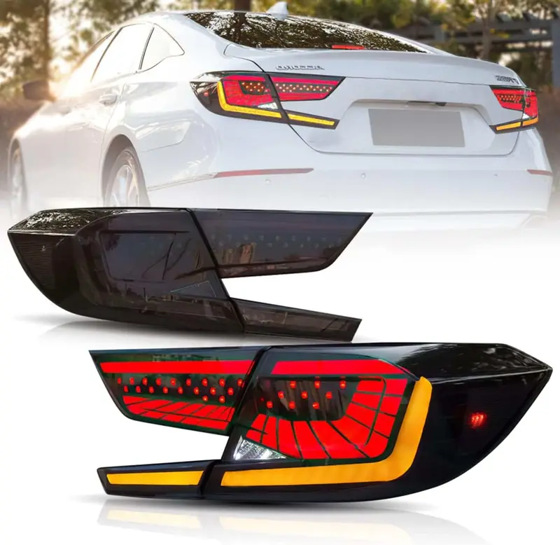 Honda Accord Snake Style Led Back Lamps Lights Smoke Red Pair 2