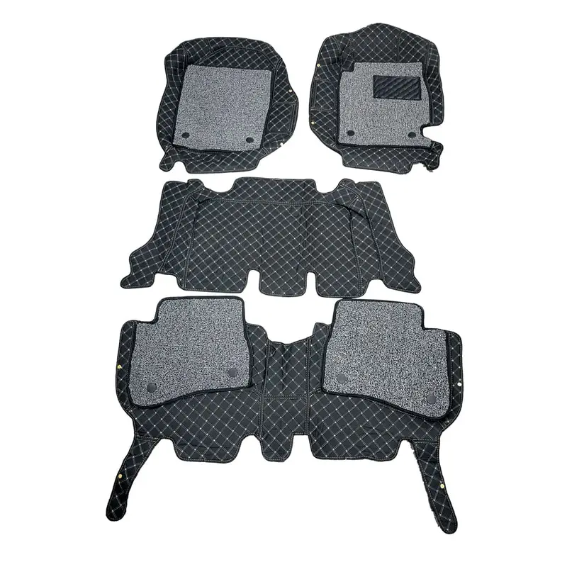 Honda Brv 9D Floor Mats Mix Thread 4 Pcs 2017 - 2025 - Black With Gray Grass 2