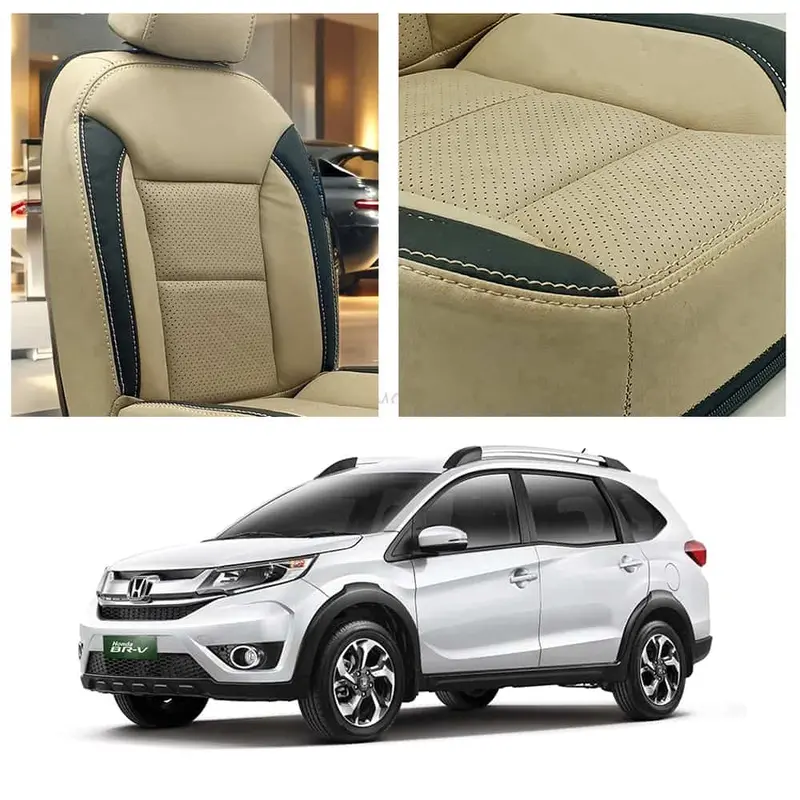 Honda Brv Breathable Beige Black Seat Covers 7 Seater 2017 - 2025 1