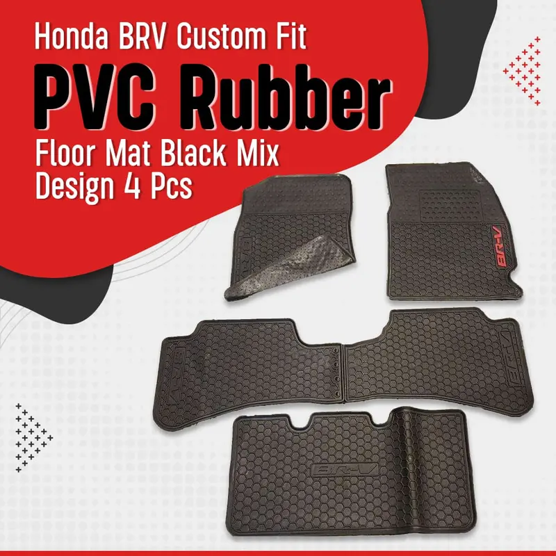 Honda Brv Custom Fit Pvc Rubber Floor Mat Black 4 Pcs 2017 - 2025 - Mix Design 1