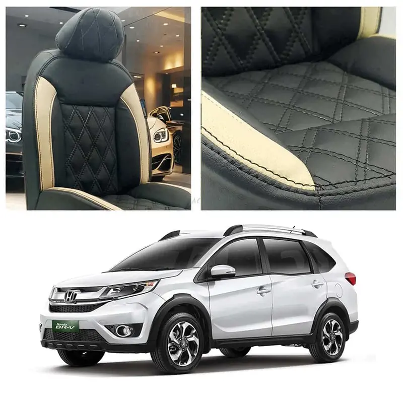 Honda Brv Diamond Cut Black Beige Seat Covers 7 Seater 2017 - 2025 1