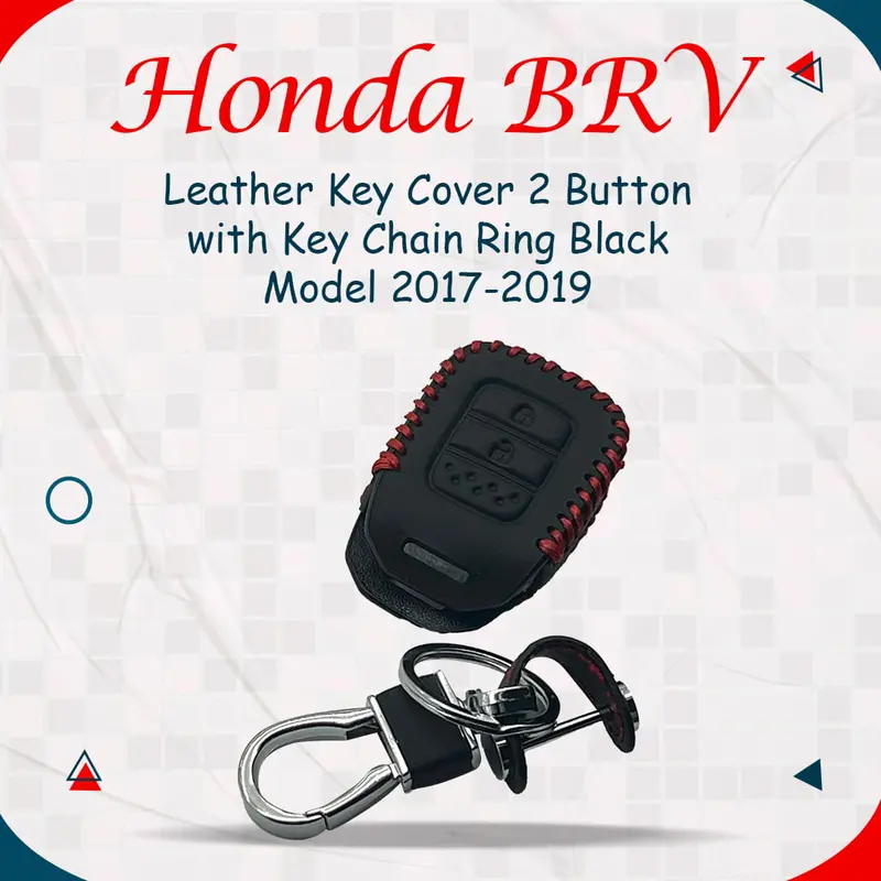 Honda Brv Leather Key Cover 2 Button With Keychain Ring Black 2017 - 2025 1
