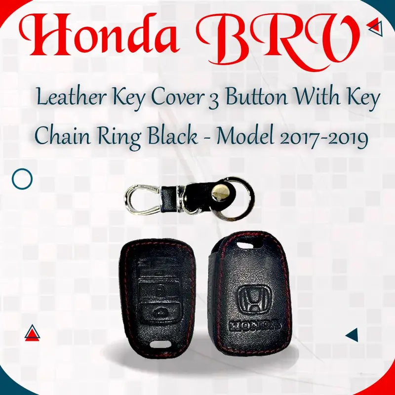 Honda Brv Leather Key Cover With Keychain Ring Black 2017 - 2025 1