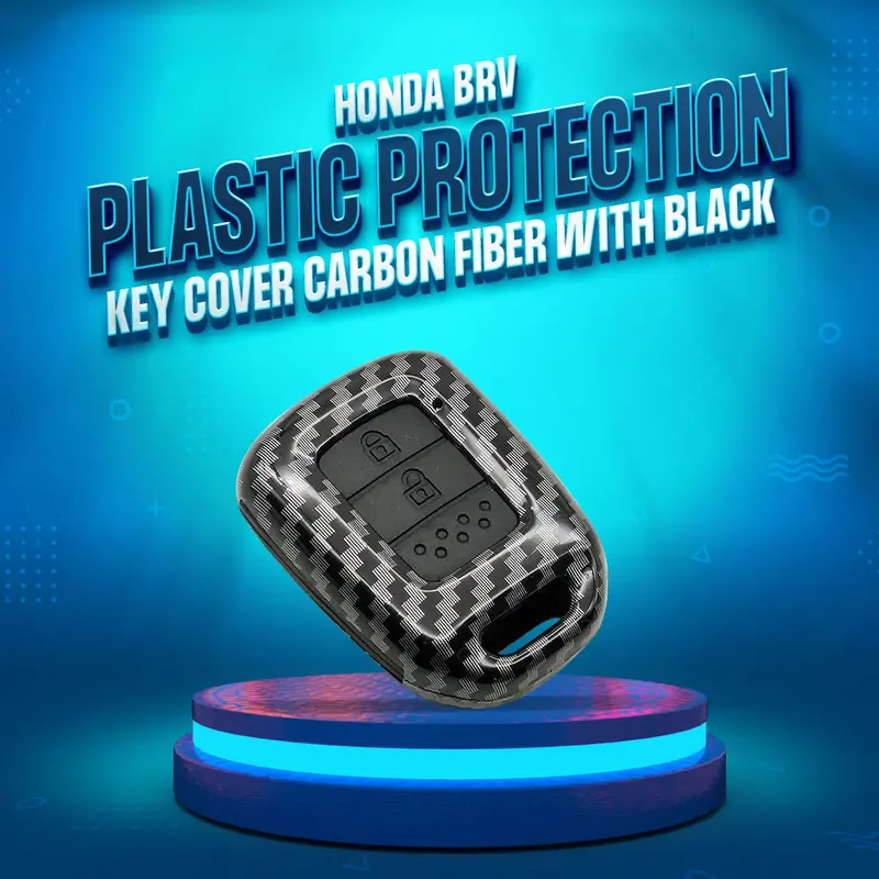 Honda Brv Plastic Key Cover Carbon Fiber 2 Buttons 2017 - 2025 - With Black Pvc 1