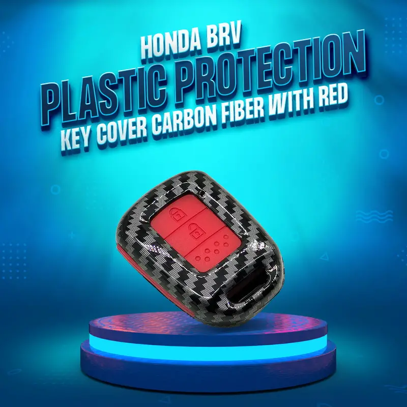 Honda Brv Plastic Key Cover Carbon Fiber Red Pvc 2 Buttons 2017 - 2025 1