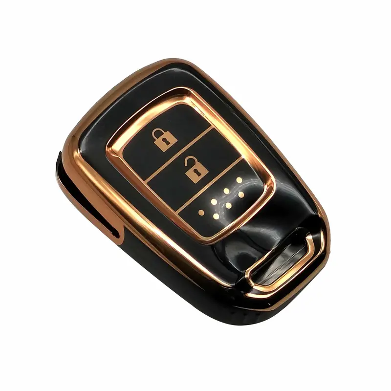Honda Brv Tpu Key Cover Black With Golden 2 Buttons 2017 - 2025 2