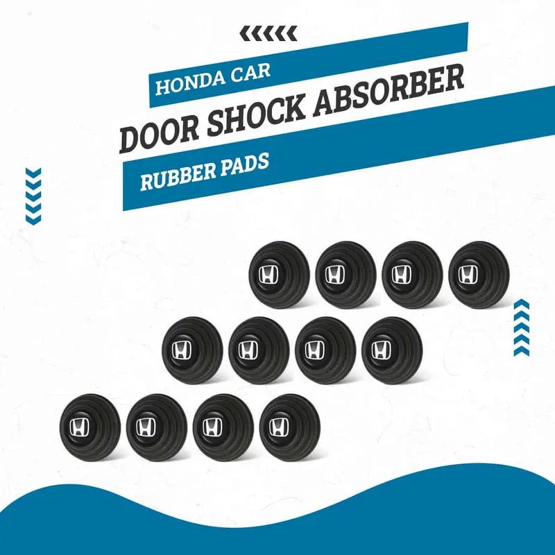 Honda Car Door Shock Absorber Rubber Pads - Black  | With Logo 12 Pcs Car Protection Set | Door Protectors 1