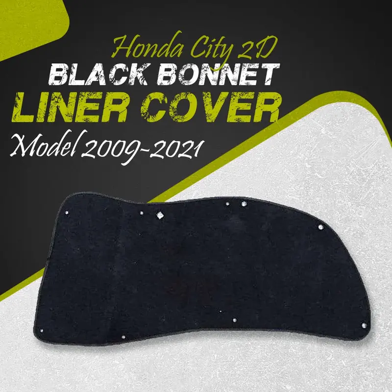 Honda City 2D Black Bonnet Liner Cover 2008 - 2021 - Protector Lid Garnish Bonnet Namda 1