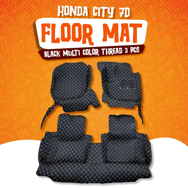 Honda City 7D Floor Mats - Black - 3 Pcs Set 2008 - 2025 1