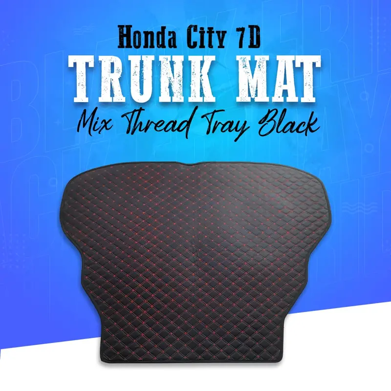 Honda City 7D Trunk Mat Mix Thread Tray Black 2008 - 2021 - Cargo Boot Liner Diggi Protection Tray Cover 1