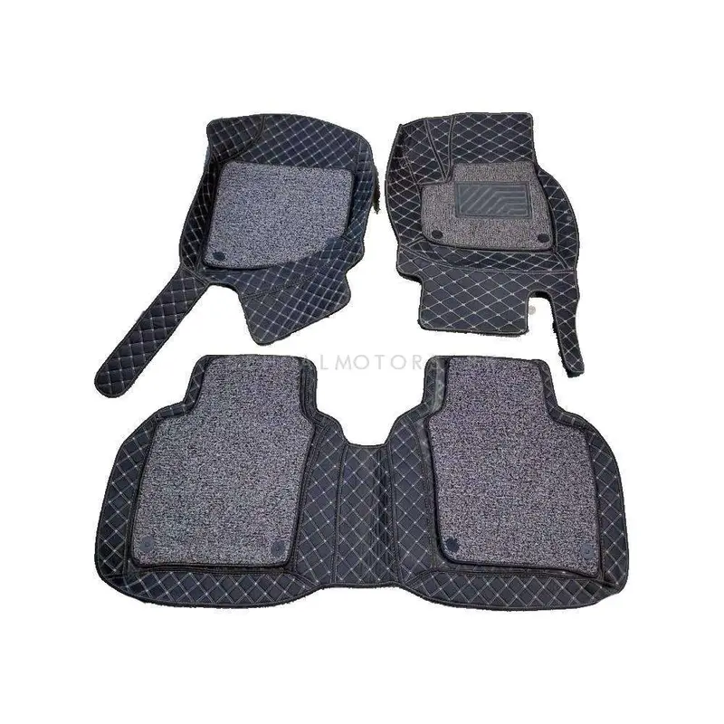 Honda City 9D Floor Mats Mix Thread Black And Grey 3Pcs 2008 - 2021 2
