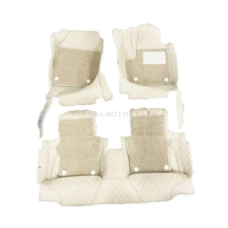 Honda City 9D Floor Mats Mix Thread Grass 3 Pcs 2021 - 2025 - Beige With Beige 2