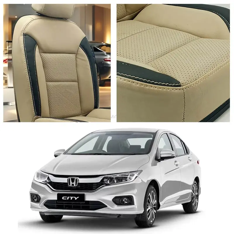 Honda City Breathable Beige Black Seat Covers 2021 - 2025 1