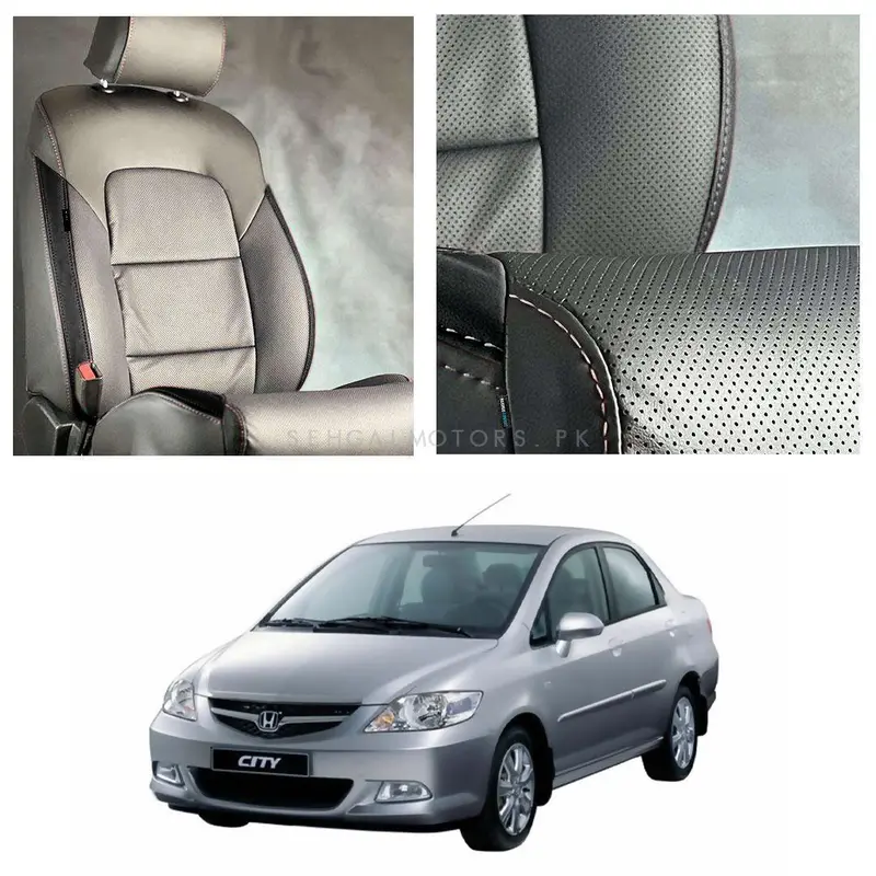 Honda City Breathable Black Black Seat Covers 2003 - 2008 1