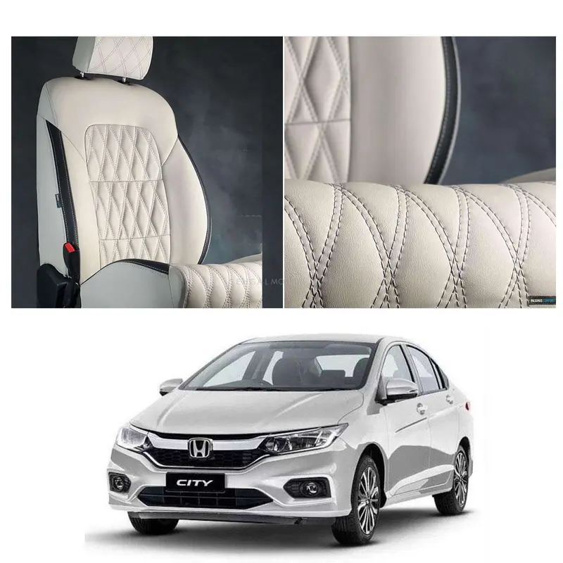 Honda City Diamond Cut Beige Black Seat Covers 2021 - 2025 1